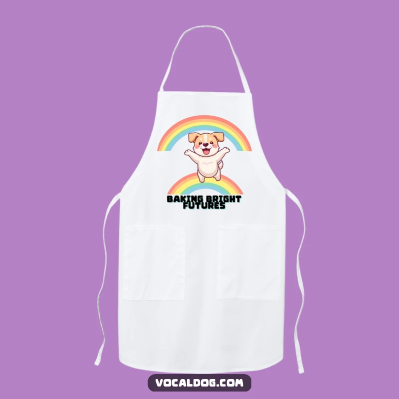 Funny Dog Rainbow Leap Apron: Cook with Cheer, Ideal Humorous Gift for Chefs