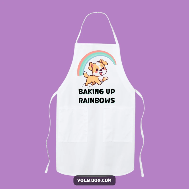 Funny Dog Rainbow Apron - Chef Pup's Culinary Quest, Humorous Kitchen Gift!