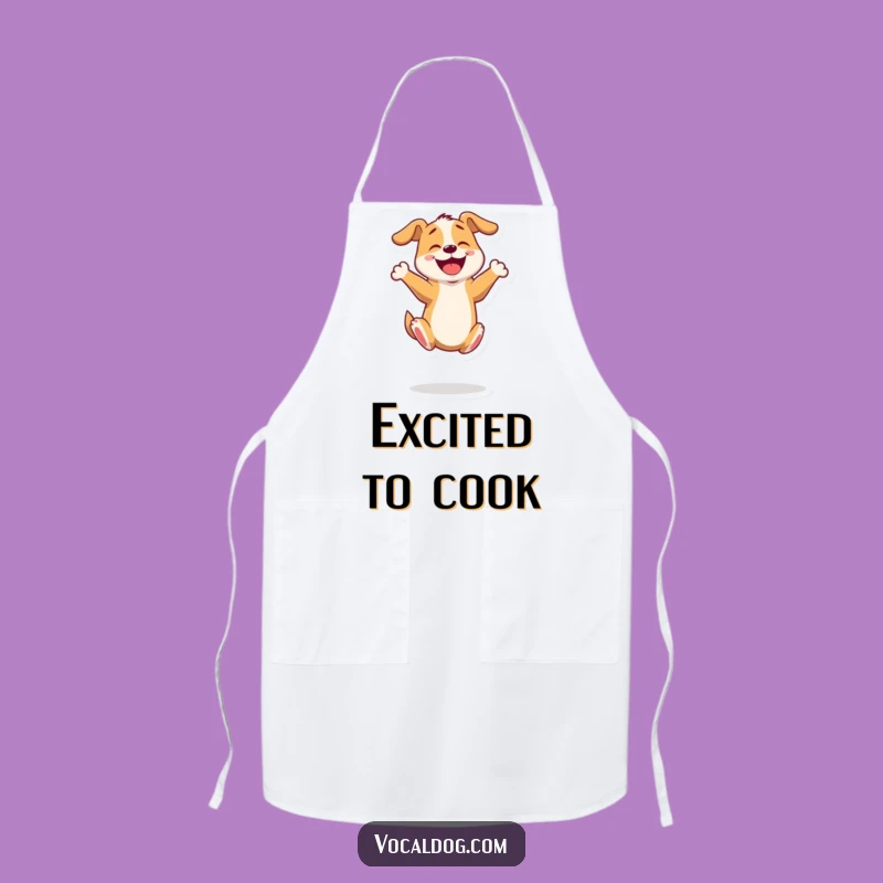Funny Bouncing Dog Kitchen Apron: Energetic Chef Pup, Cooking Gift
