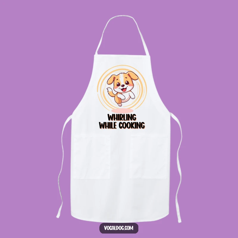 Funny Dizzy Dog Kitchen Apron: Tail Chase Chef Pup, Cooking Gift