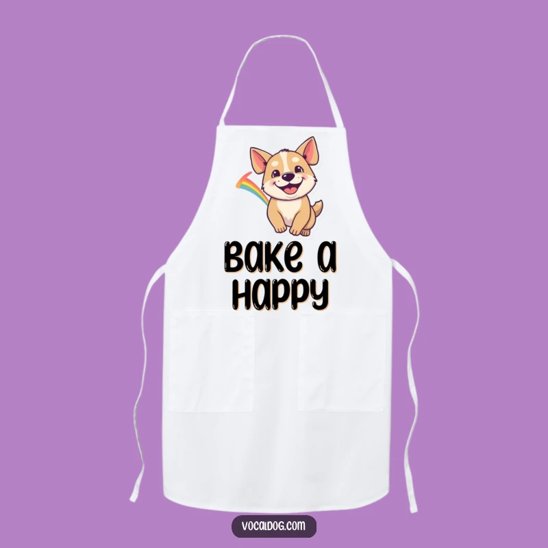 Funny Dog Apron: Goofy Grin Rainbow Chase, Chef's Playful Gift