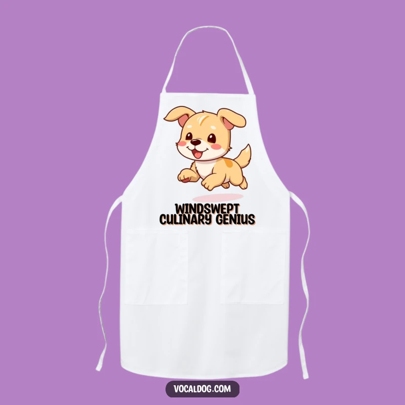 Funny Joyful Dog Running Apron: Cook with Speed and Smiles!
