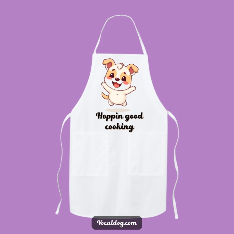 Funny Kitchen Apron: Happy Dog Hopping with Cheerful Spirit