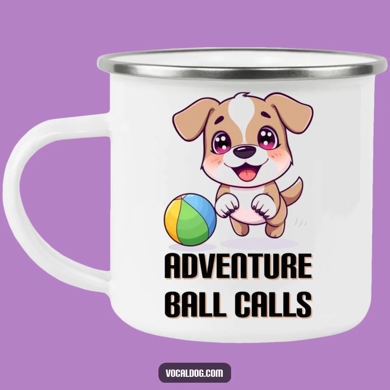 Funny Dog Rainbow Ball Camping Mug: Adventure-Ready Playful Drinkware Gift