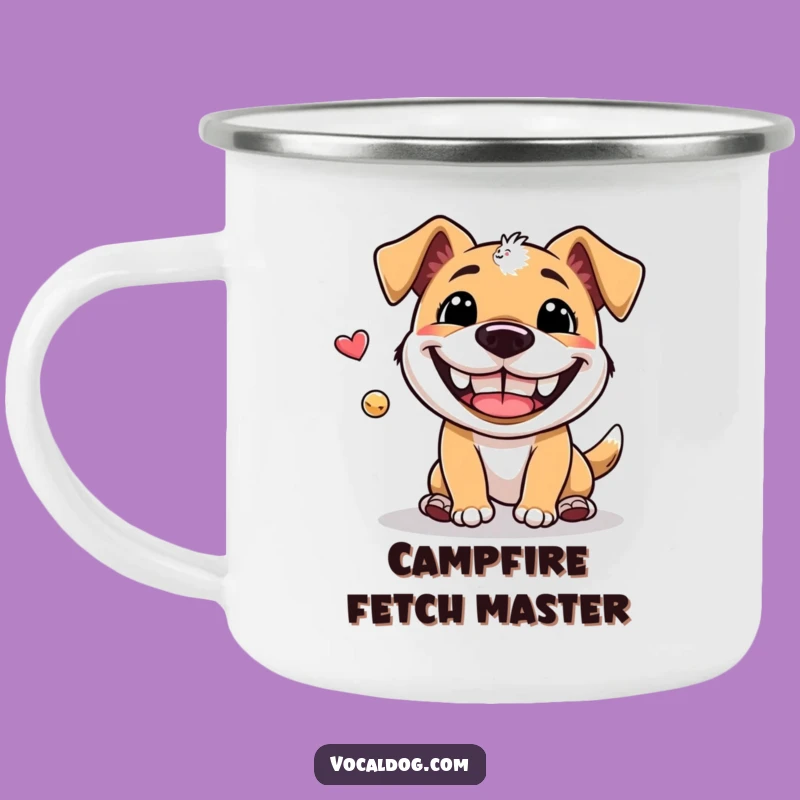 Funny Fetch Dog Camping Mug: Outdoor Joy, Grin Design, Great Humorous Gift