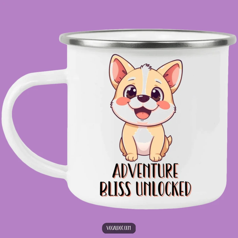 Funny Blissful Dog Camping Mug - Happy Dog, Pure Joy Outdoors, Adventure Gift