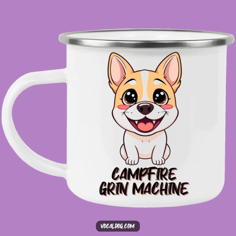 Funny Camp Grin Dog Mug: Sparkling Eyes, Outdoor Pet Lover Gift