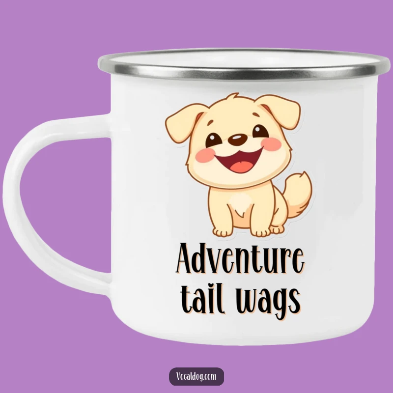 Funny Cheerful Dog Camping Mug: Adventure Fueled by Pure Happiness