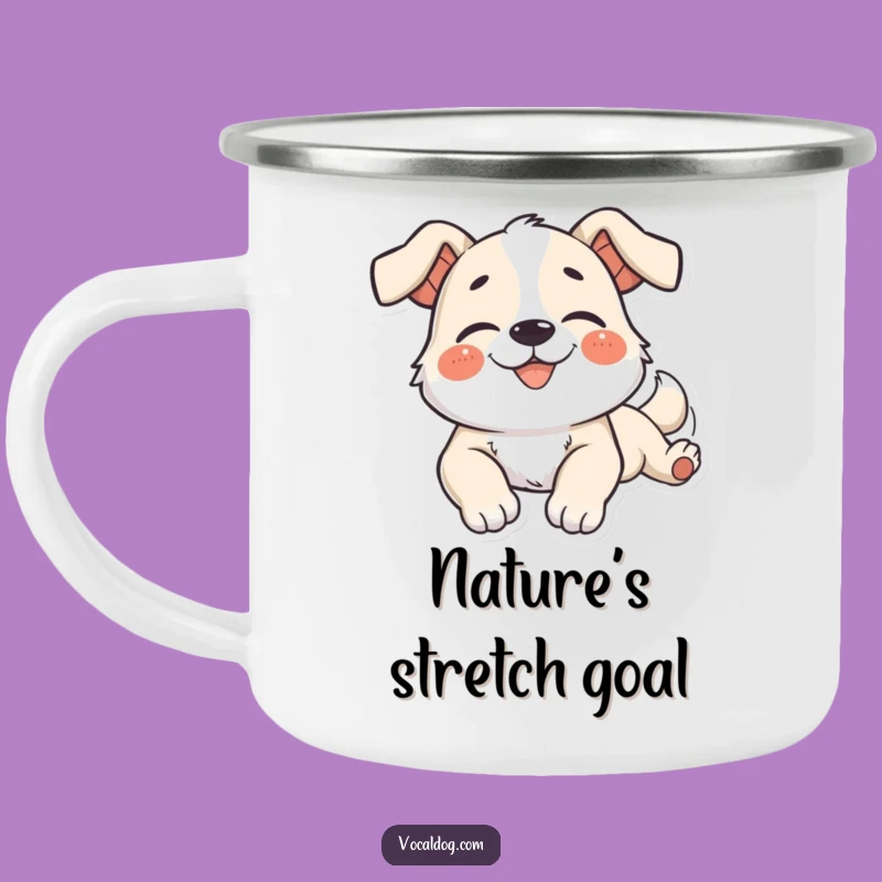 Funny Dog Camping Mug: Languid Stretch Bliss, Relaxing Outdoors Gift