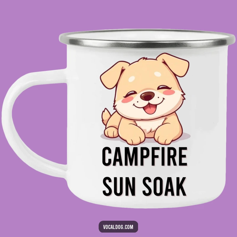 Funny Dog Sunbathing Camping Mug: Adventure with Relaxed Pup Bliss