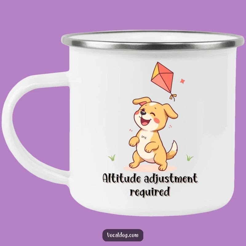Funny Ecstatic Dog Kite Flying Camping Mug: Adventure with Hilarious Canine Companions!