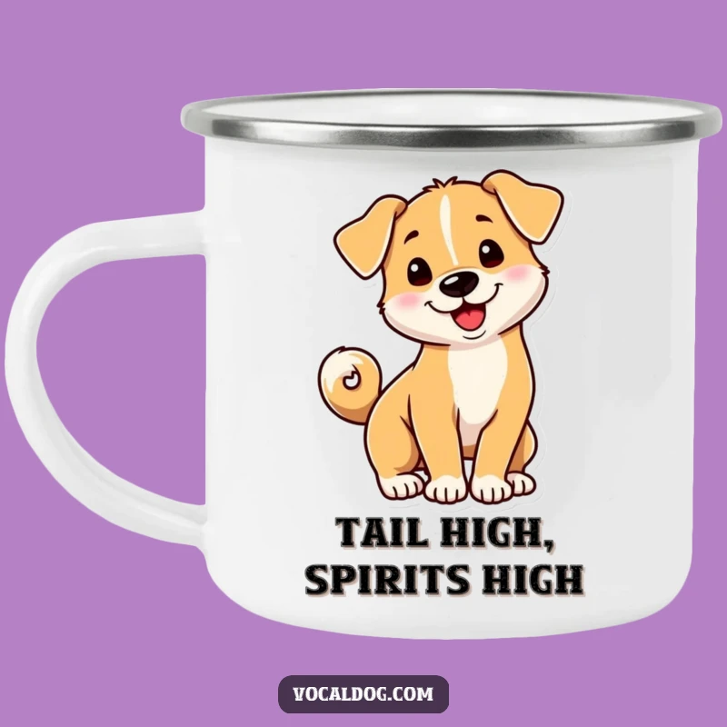 Funny Spiral Tail Dog Camping Mug - Playful Outdoor Adventure Gift