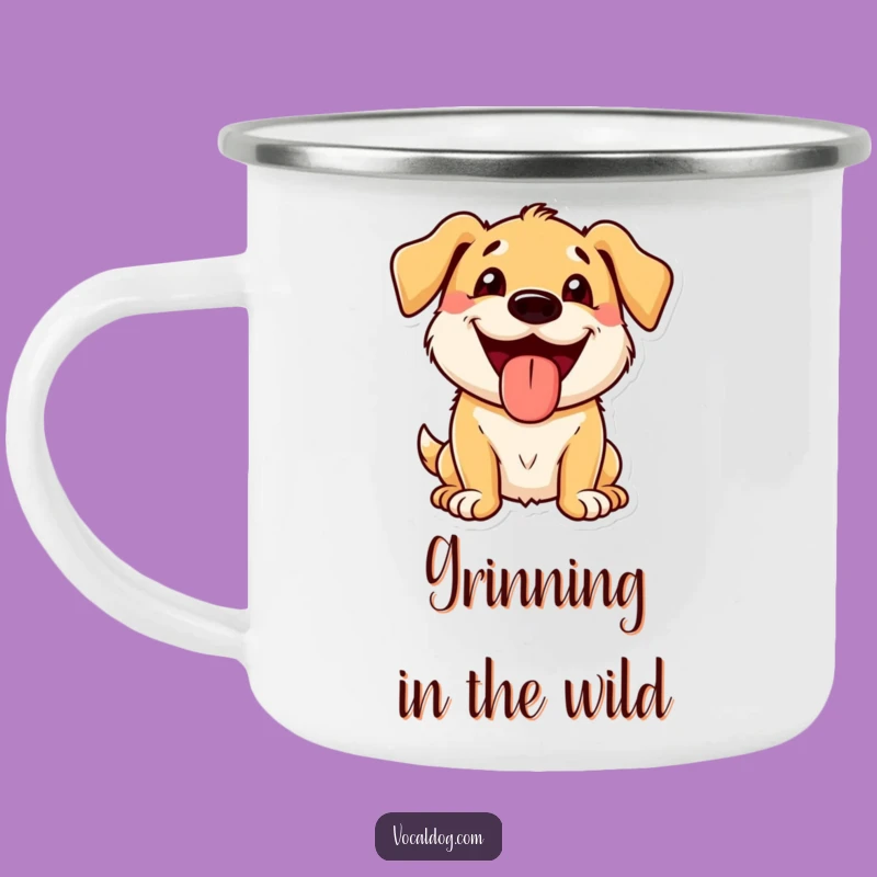 Funny Tongue Out Dog Camping Mug: Enjoy Your Brew with this Grinning Pup Gift