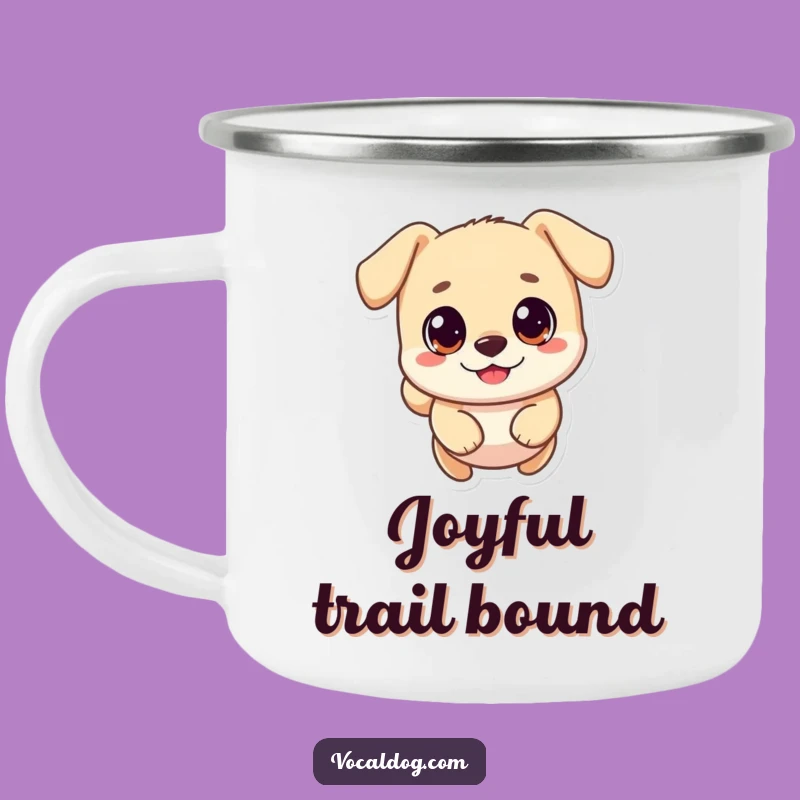 Funny Dog Leap Camping Mug: Round Character Adventure Cup, Epic Funny Gift
