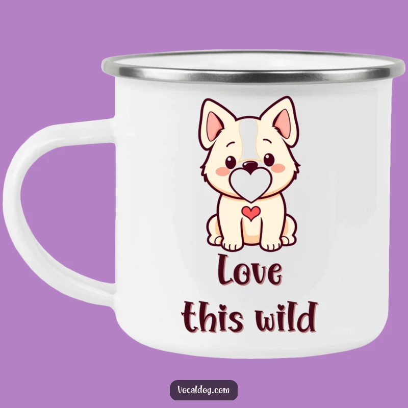 Funny Dog Heart Outline Camping Mug - Heartfelt Outdoor Adventure Gift