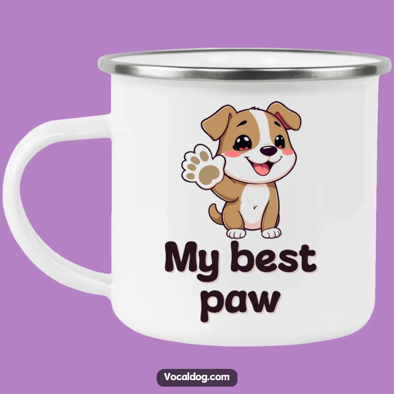Funny Dog Offering Paw Camping Mug: Adventure and Laughter on the Go