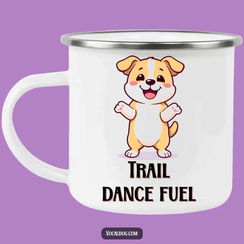Funny Happy Dance Dog Camping Mug: Your Trail Buddy for Energetic Sips!