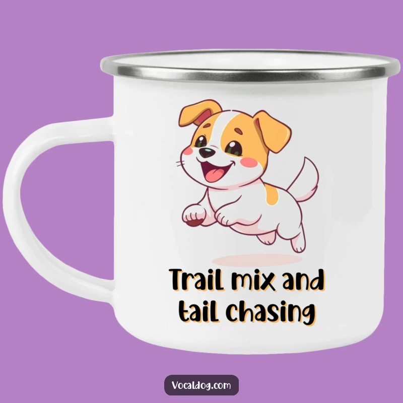 Funny Tail Chasing Dog Camping Mug - Durable & Hilarious Outdoor Fun Gift