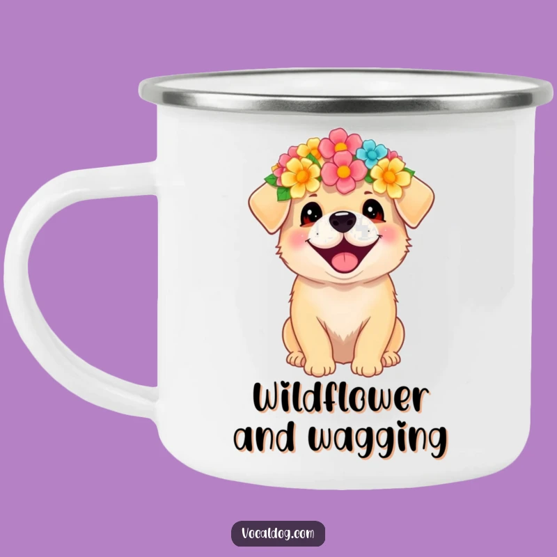 Funny Flower Crown Dog Camping Mug - Durable & Hilarious Happy Outdoor Gift