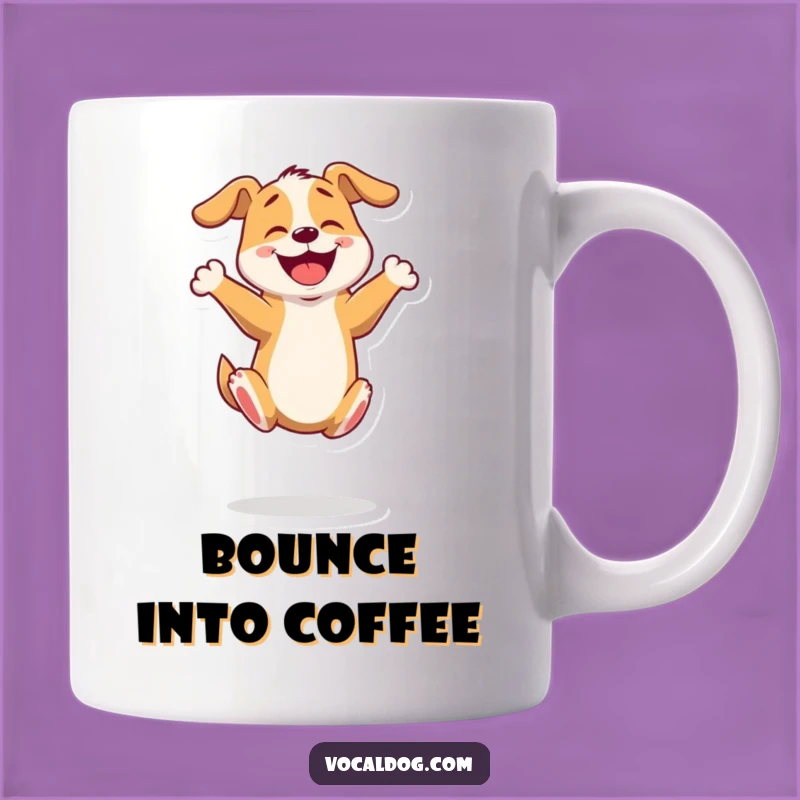 Funny Energetic Dog Mug: Happy Bouncing Pup, Joyful Gift Idea
