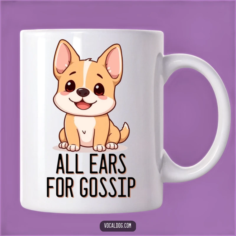 Funny Dog Listening Mug: Happy Pup Attentive Ears for a Joyful Gift