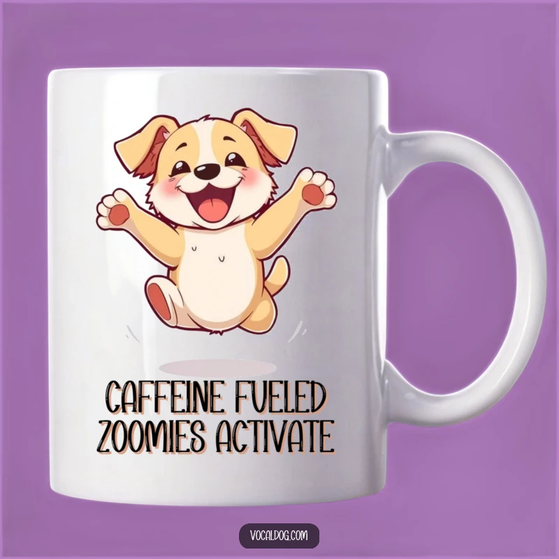 Funny Excited Dog Jumping Mug - Hilarious Paws Flailing Fun Gift