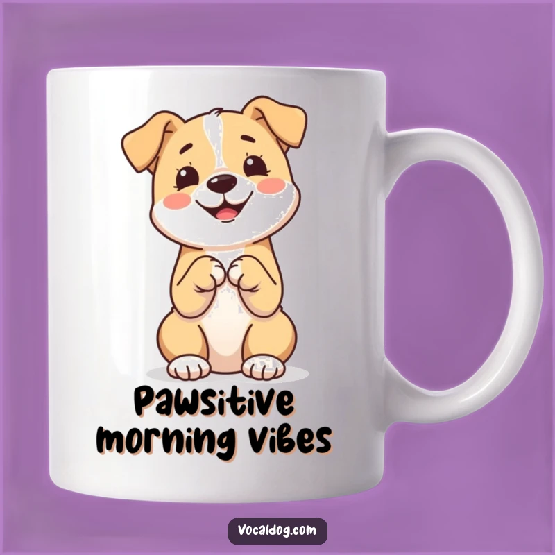 Funny Happy Dog Mug: Sitting Paws Together, Perfect Pet Lover Gift