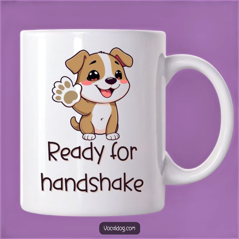 Funny Dog Offering Paw Mug: A Happy Canine Friend's Funny Gift Idea