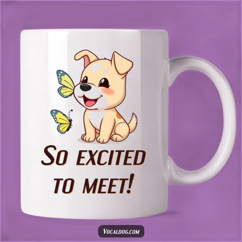 Funny Dog Butterfly Bark Mug: A Friendly Hello Gift!