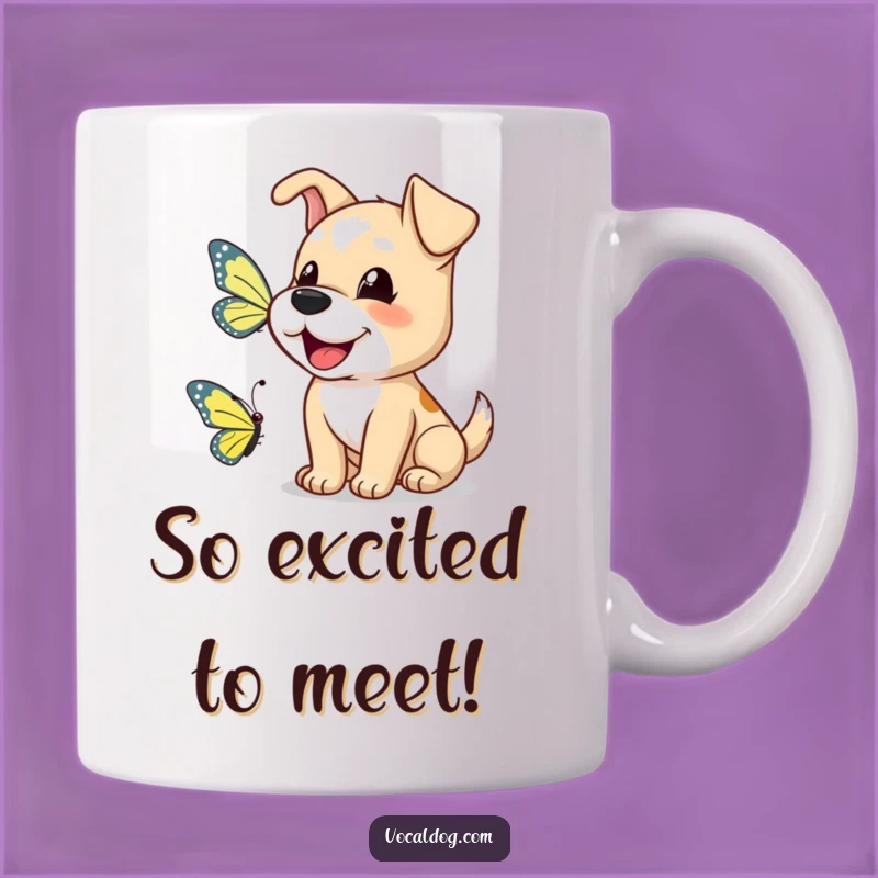 Funny Dog Butterfly Bark Mug: A Friendly Hello Gift!