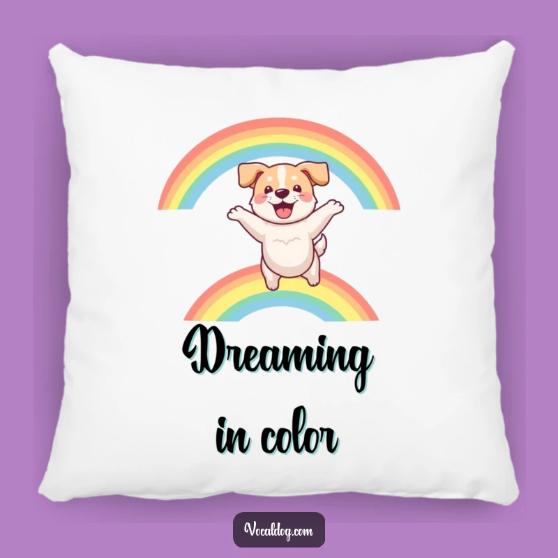 Cozy Funny Dog Rainbow Leap Pillow: Soft Comfort, Humorous Design, Perfect Gift