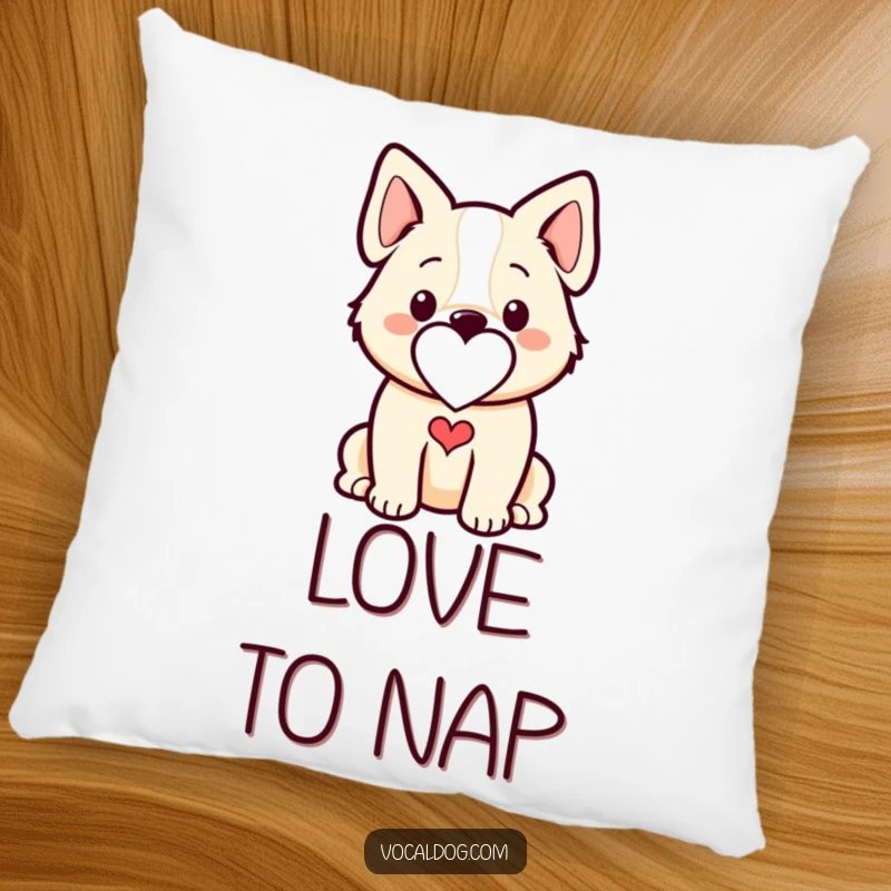 Funny dog pillow featuring a stylized outline with a subtle heart shape, bringing warmth and humor to any room.