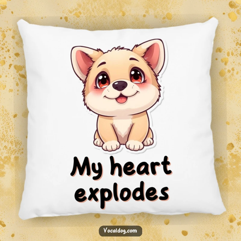 Funny Pillow showing a dog with incredibly adoring eyes, radiating pure happiness and bringing a cozy, cheerful vibe.