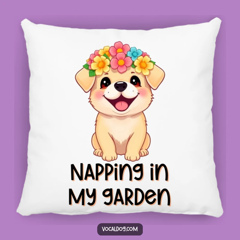Funny Flower Crown Dog Pillow - Soft & Hilarious Joyful Comfort Gift