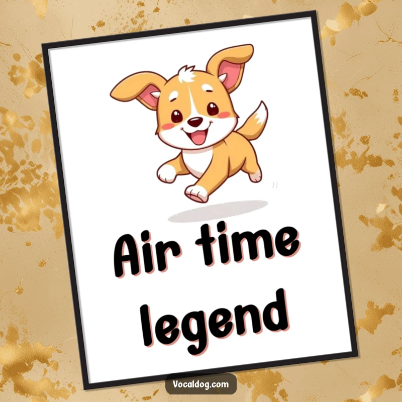 Funny digital art print capturing a dog running with ears flapping joyfully, conveying a sense of freedom, speed, and pure happiness.