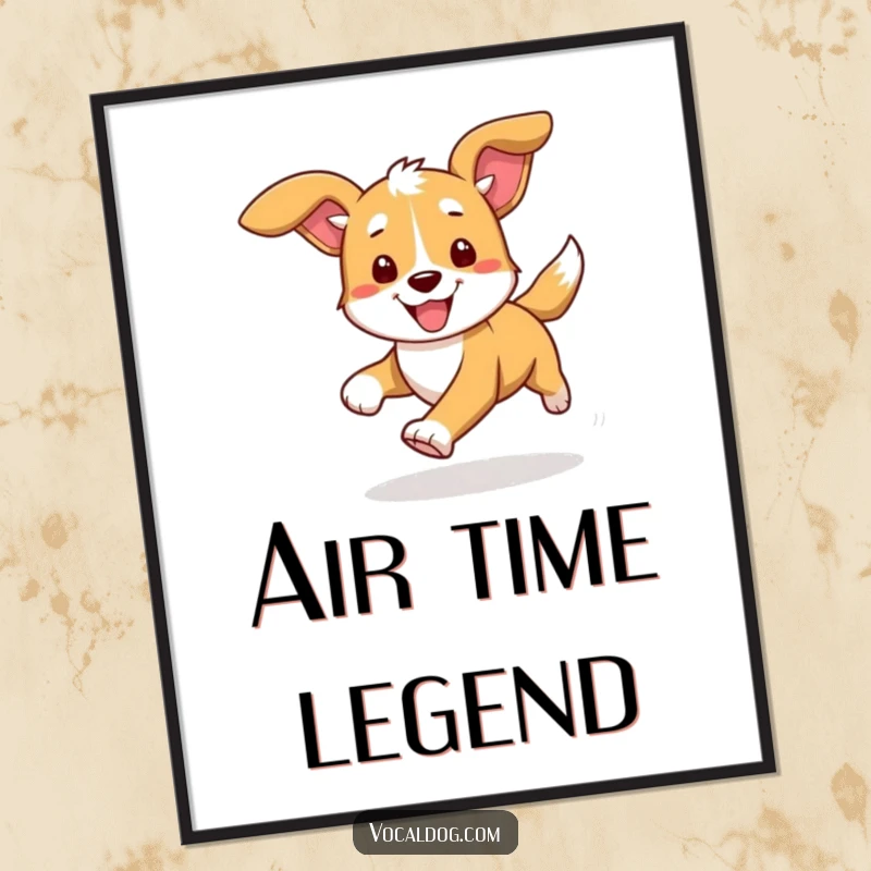 Funny digital art print capturing a dog running with ears flapping joyfully, conveying a sense of freedom, speed, and pure happiness.