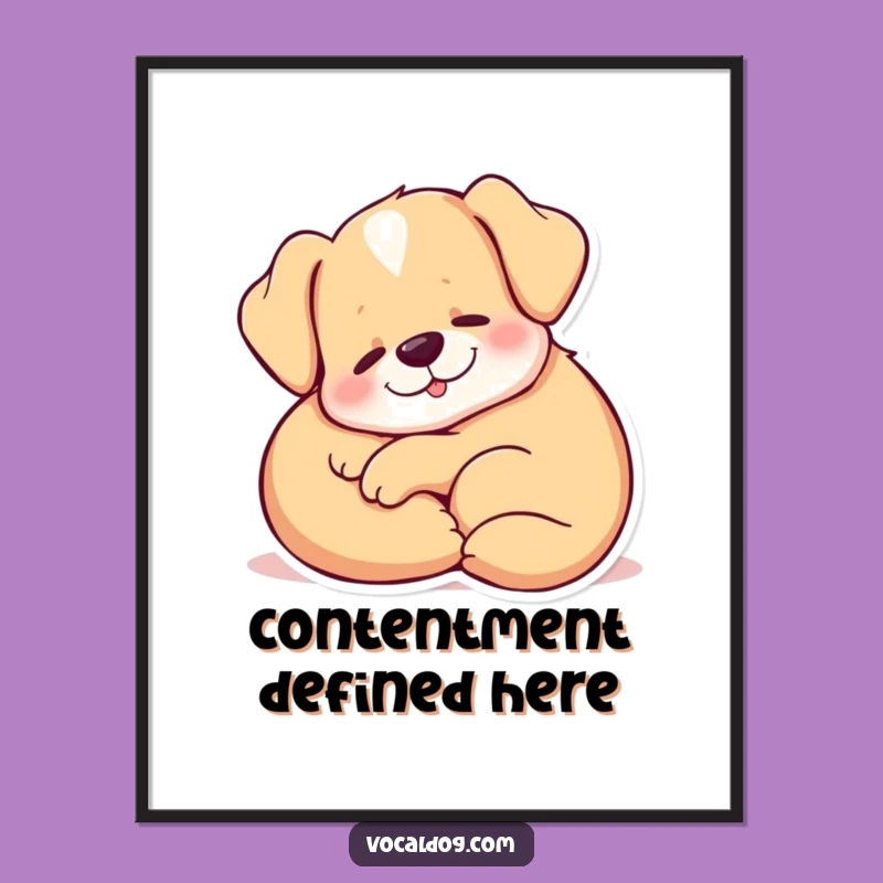 Funny Dog Digital Art: Content Sigh Comfort, Instant Relaxing Gift