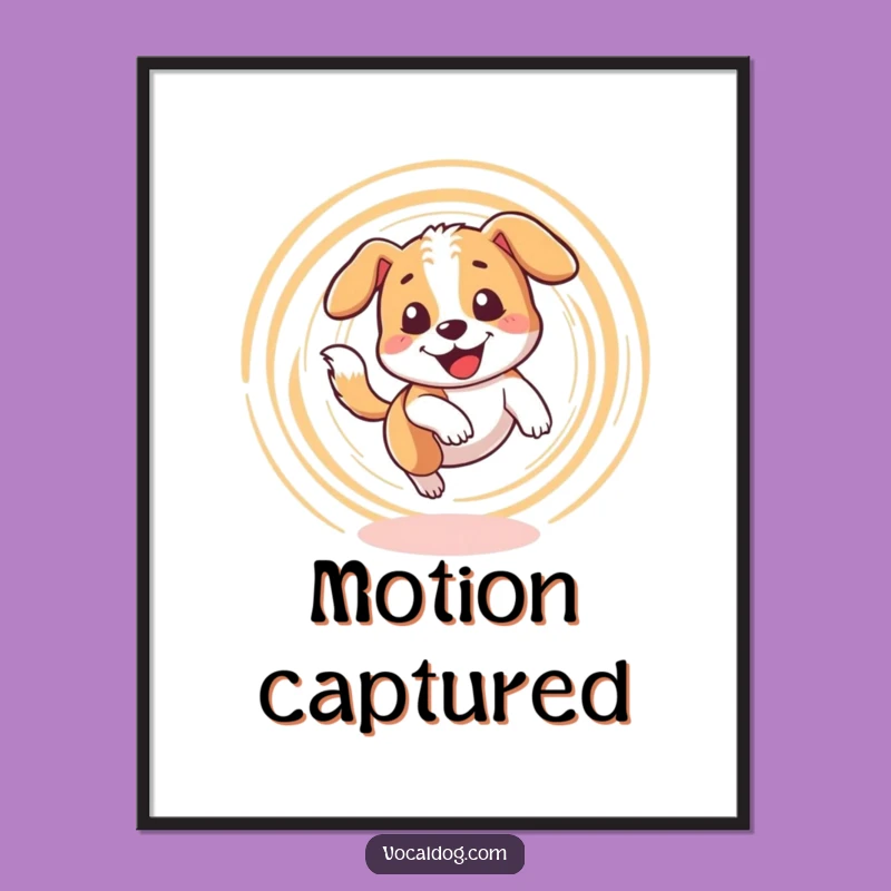 Funny Dizzy Dog Digital Art Print: Tail Chase Fun Instant Gift