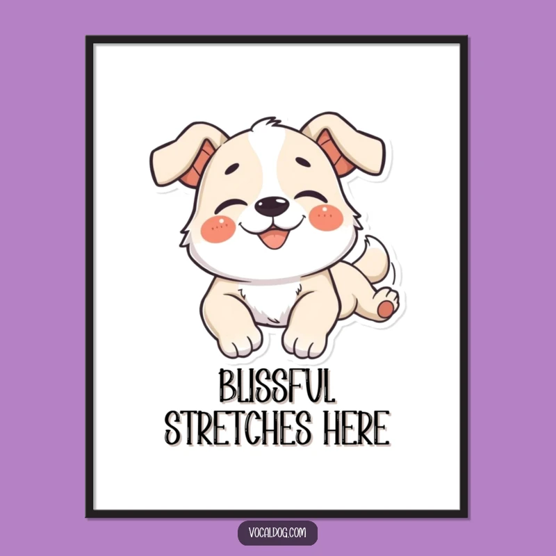 Funny Dog Digital Art: Languid Stretch Bliss, Instant Relaxing Gift