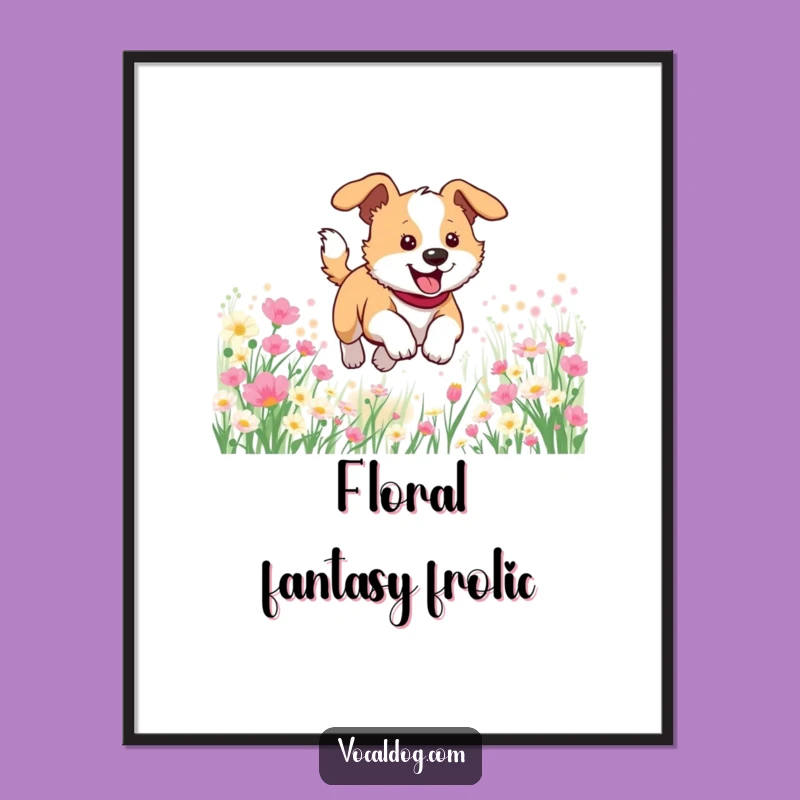 Funny Dog Flowers Digital Art: Instant Joy for Your Walls