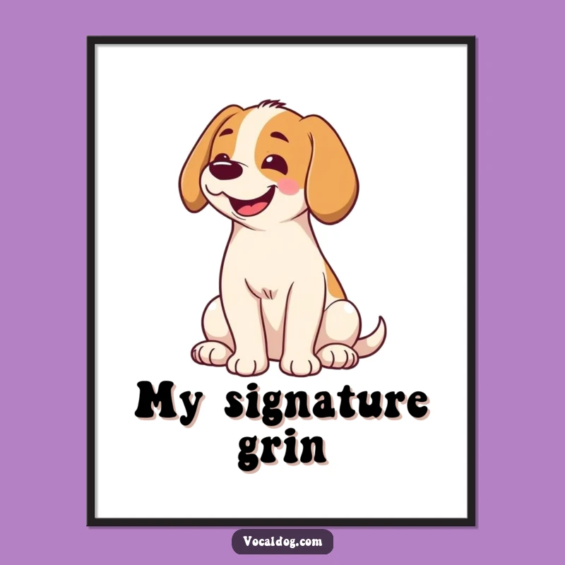 Funny Dog Head Tilt Digital Art: High-Res Print of a Smiling Pup's Gift
