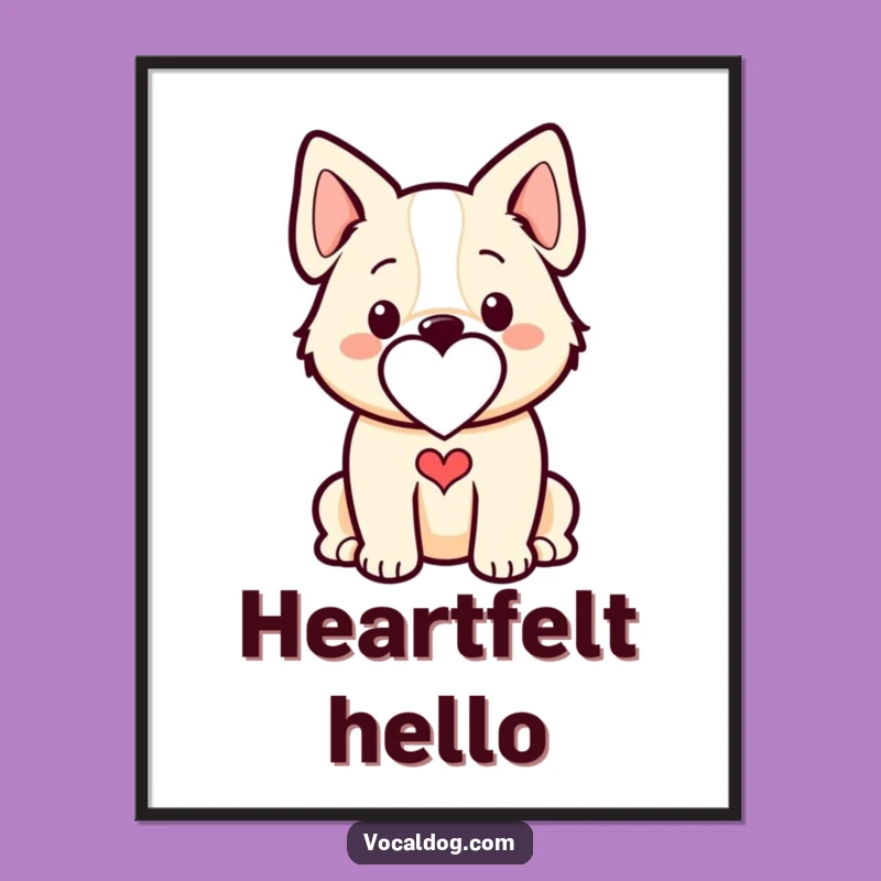 Funny Dog Heart Outline Digital Art - Heartfelt Instant Download Decor