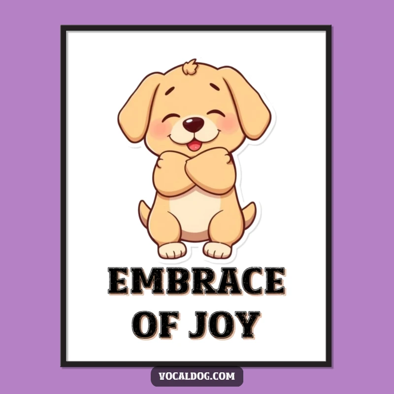 Funny Dog Hug Digital Art: Instant Warmth and Hilarious Wall Decor