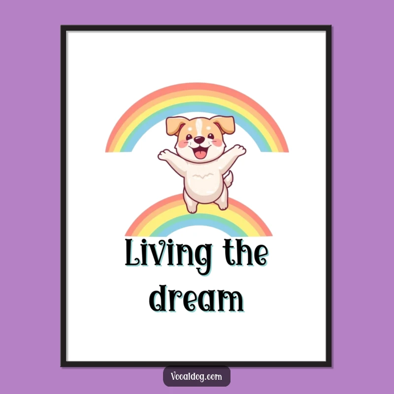 Funny Dog Rainbow Leap Digital Print: Instant Joyful Art for a Humorous Vibe