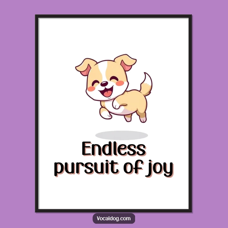 Funny Dog Tail Chase Digital Art: Instant Playful Canine Fun for Walls