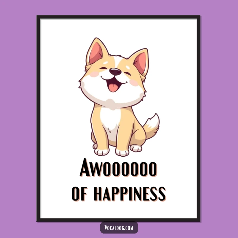 Funny Joyful Woof Dog Digital Art - Instant Hilarious Canine Home Decor Gift