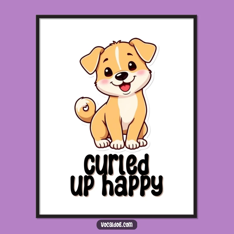 Funny Spiral Tail Dog Digital Art - Playful Instant Download Decor