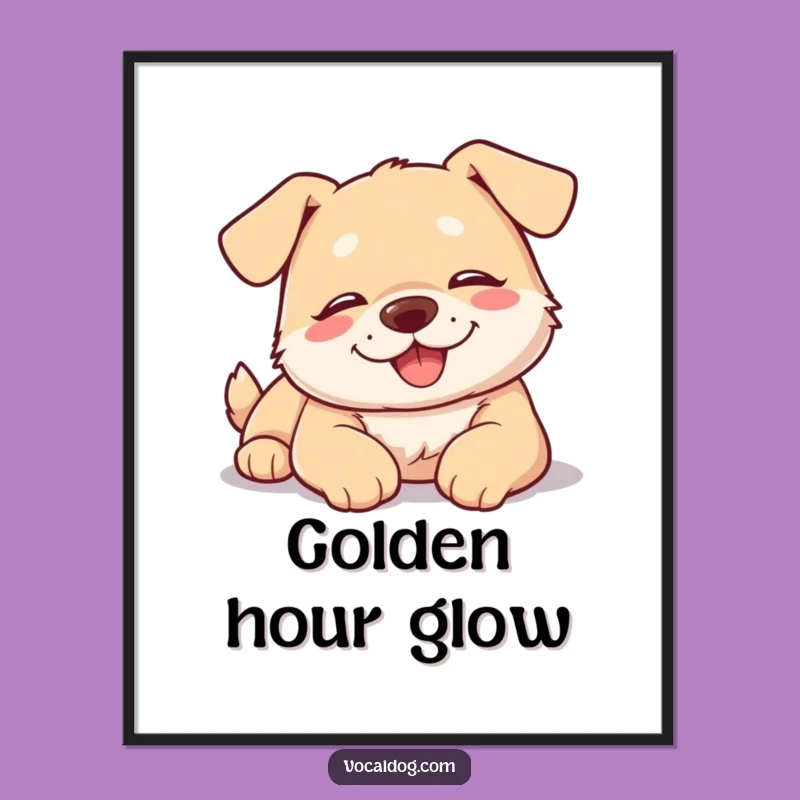 Funny Dog Sunbathing Digital Art: Relaxed Pup Portrait for Sunny Decor