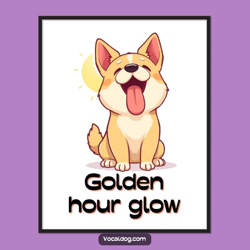 Funny Dog Sun Panting Digital Art: Instant Sunny Canine Vibes for Your Walls