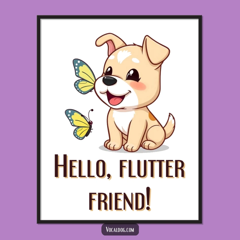 Instant Download Funny Dog Butterfly Bark Art: Joyful Decor!